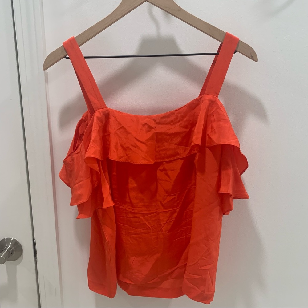 J. Crew Bright Orange Ruffle Strap Cold Shoulder Camisole - Picture 4 of 5